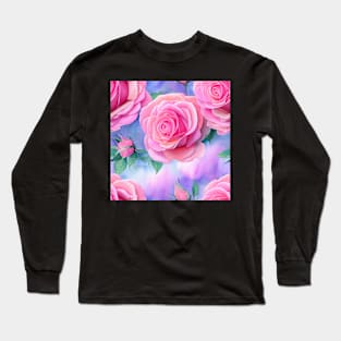 Watercolor rose pattern design Long Sleeve T-Shirt